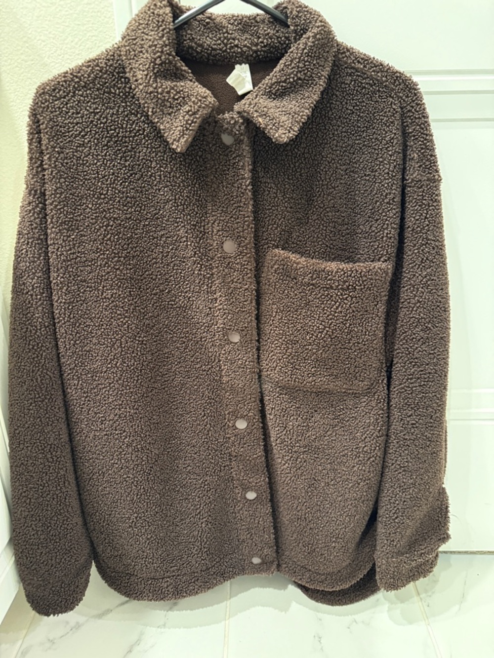 Zella Brown Teddy Sherpa Button-Up Jacket